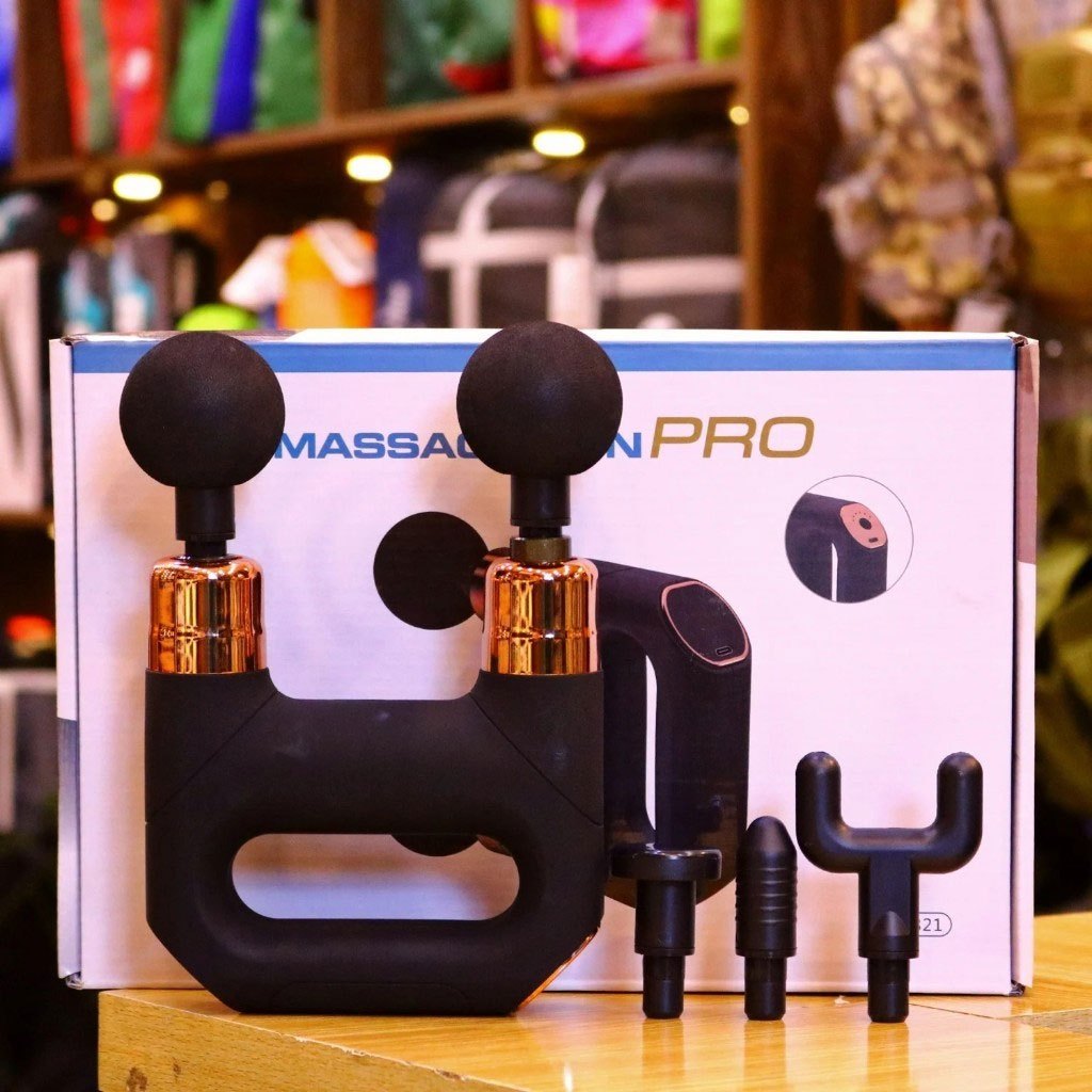 Súng Massage Cầm Tay Cao Cấp, súng mát xa cầm tay mini kép 8 đầu matxa 6 cấp độ