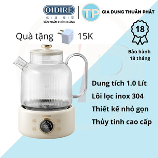 Ấm pha trà oidire odi-hc01, 1.0l, lõi lọc inox 304, nấu nước, nấu trà, bình trà giữ nhiệt, ấm điện thủy tinh pha cafe