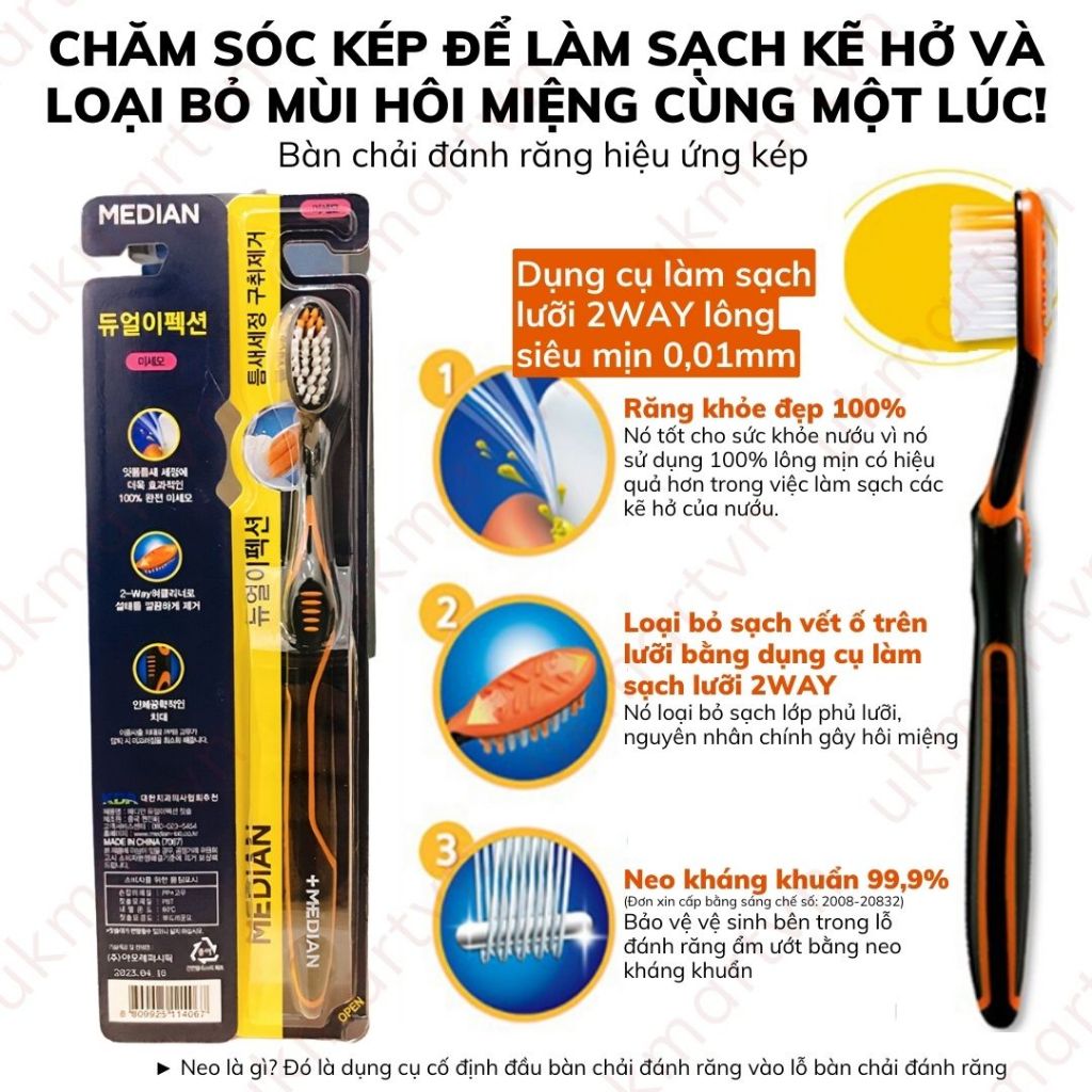Bàn chải đánh răng MEDIAN lông tơ siêu mịn, mềm mại cho răng nhạy cảm