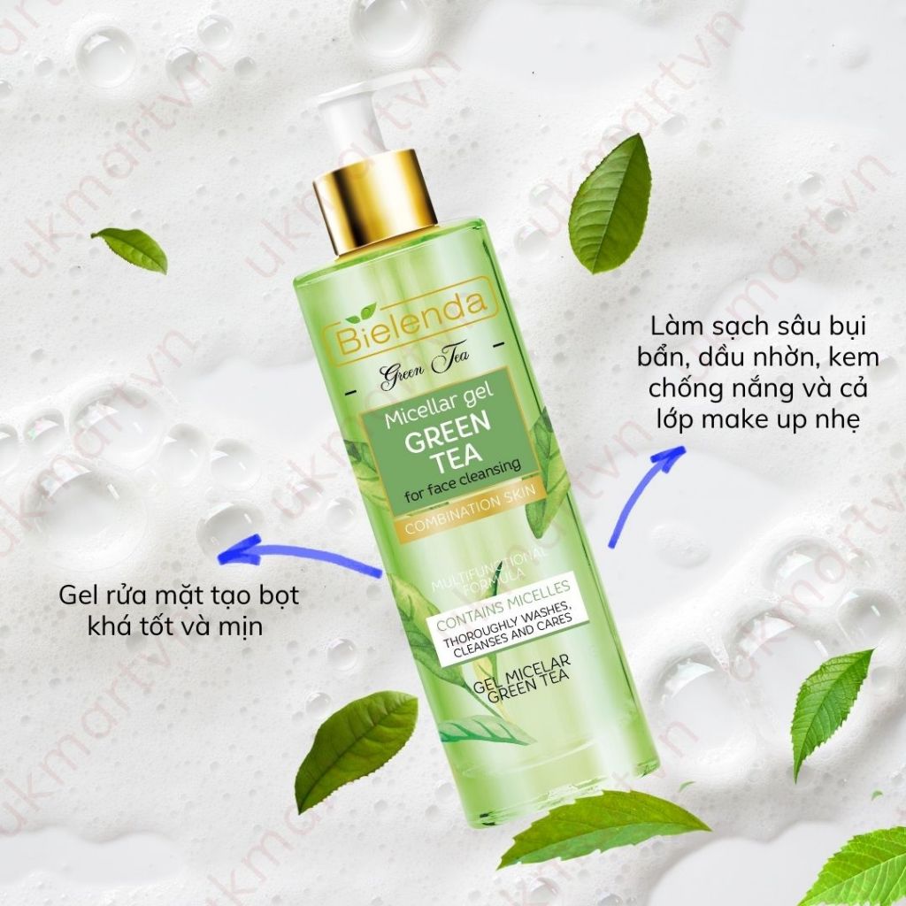 Gel Rửa Mặt Bielenda Green Tea Làm Sạch Sâu, Kiềm Dầu, Giảm Mụn 200ml