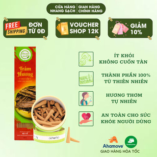 Combo Nhang trầm hương cao cấp Nhang Xanh hộp 100gr 30cm và nụ trầm hương cao cấp 60 viên