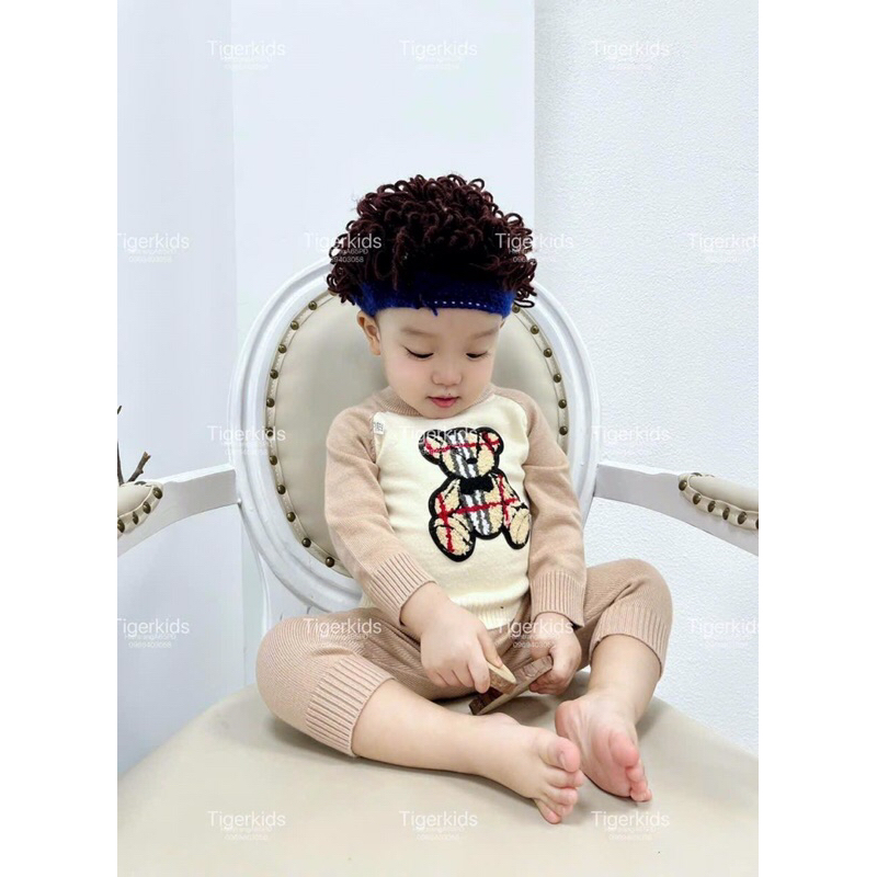 Bộ len thêu gấu cho bé 5-13kg