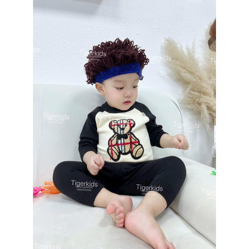 Bộ len thêu gấu cho bé 5-13kg