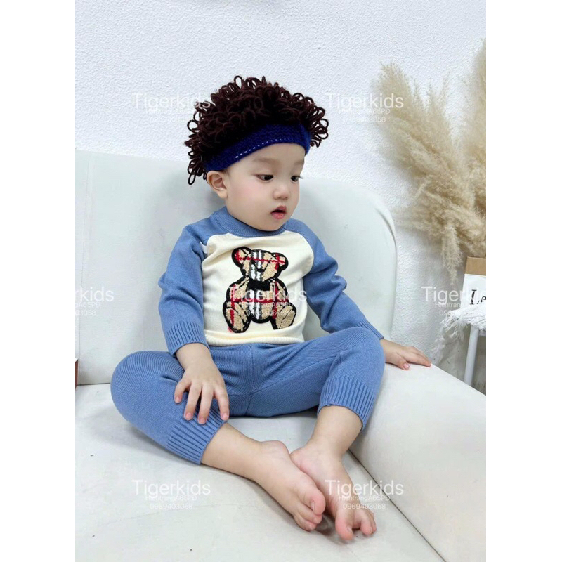 Bộ len thêu gấu cho bé 5-13kg