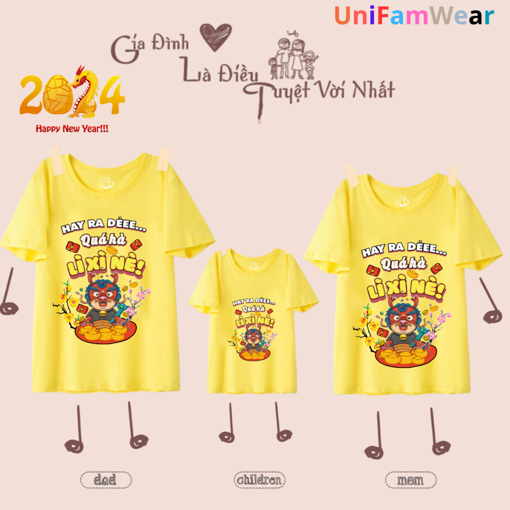 Áo Thun Gia Đình Tết ,Áo Thun Tết  Thích Lì Xì - UniFamWear , ATT01
