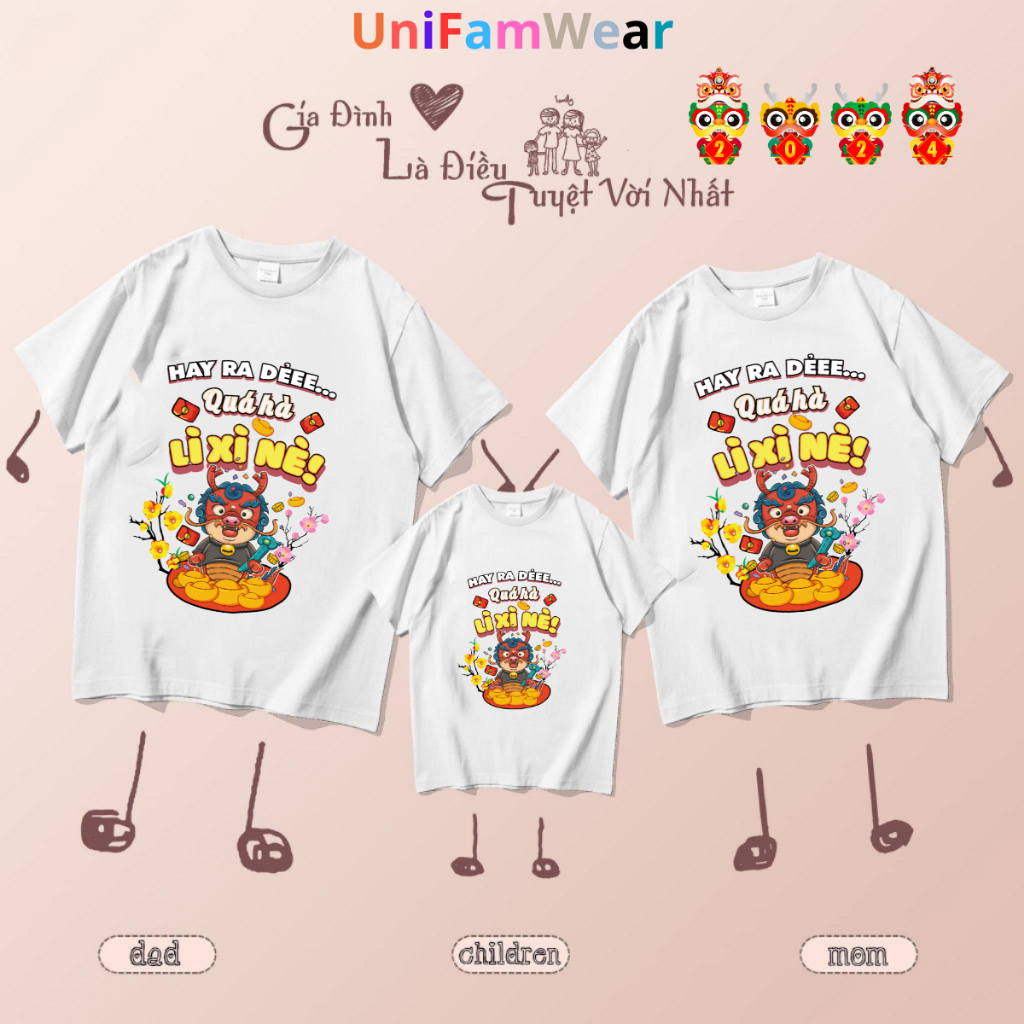 Áo Thun Gia Đình Tết ,Áo Thun Tết  Thích Lì Xì - UniFamWear , ATT01