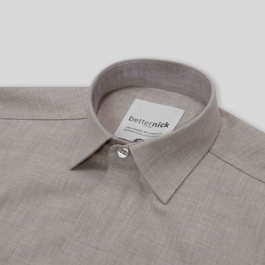 Áo sơmi nam cổ bẻ màu NÂU có túi dài tay betterNICK