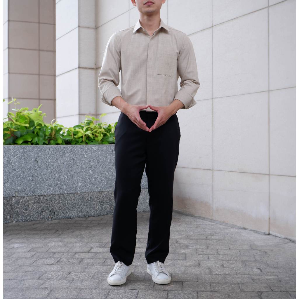 Áo sơmi nam cổ bẻ màu NÂU có túi dài tay betterNICK