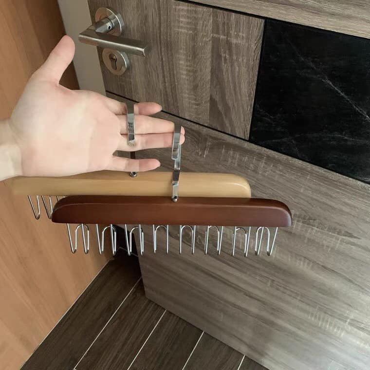 Móc Gỗ Treo Đồ Lót, Khăn, Thắt Lưng, Cà Vạt, Áo 2 Dây Đa Năng, 8 Móc Treo Tiện Dụng Cho Gia Đình