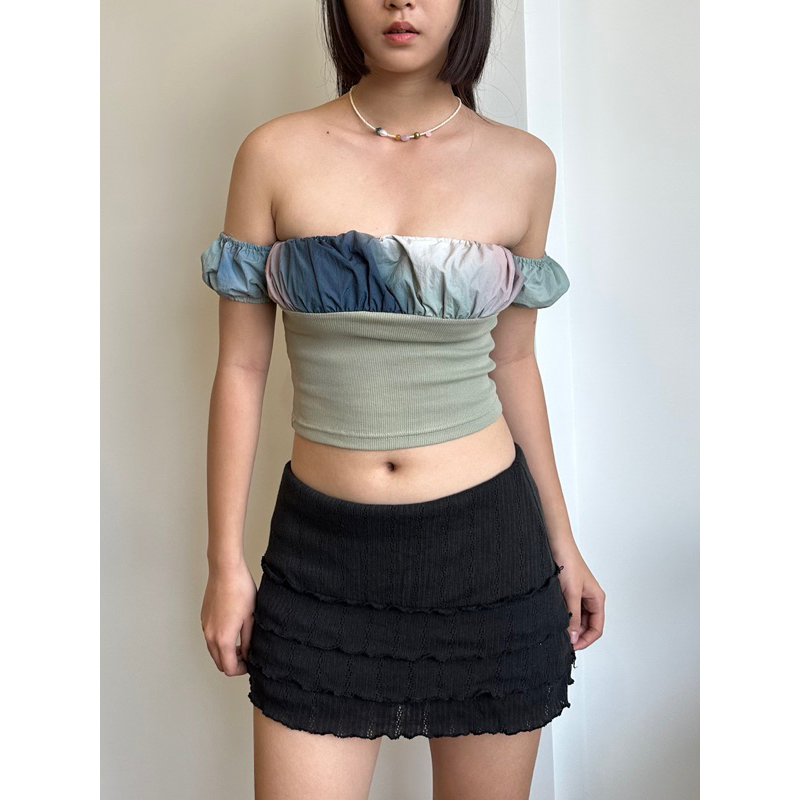 FLYNN TOP - Áo trễ vai tay ngắn có chun - Whitelies Shop