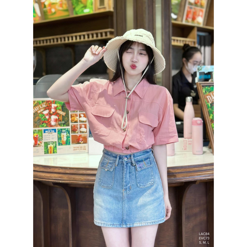 Áo croptop cotton túi nắp bo eo phong cách năng động CHIBEST LAC84