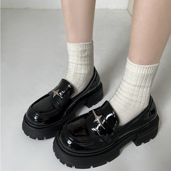 Giày oxford nữ chất da bóng cao cấp gắn sao