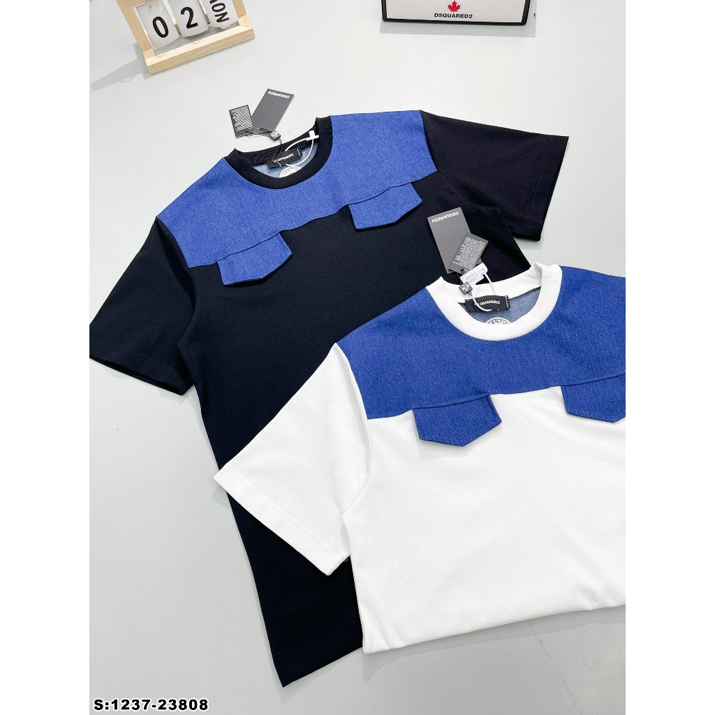 Áo Phông Tay Lỡ DSQ Hoạ Tiết Da Bò Ngực Trên Siêu Cấp