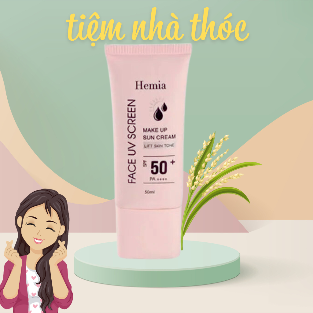 Kem chống nắng Hemia ( Hemia Hàn Quốc) dưỡng trắng make up bảo vệ da, chống lão hóa- .