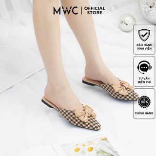 Dép MWC 8154 - Dép Sục Nữ Đế Bệt Đính Nơ Nữ Tính Trẻ Trung