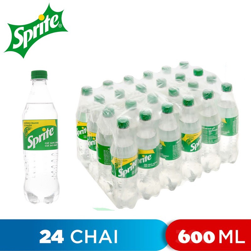 Nước giải khát có gas vị chanh Sprite chai 600ml