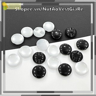 Set 20 nút áo sơ mi nhựa mắt mèo, cúc mắt mèo màu đen, trắng 1.1cm, 1.5cm