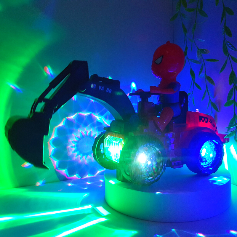Đồ chơi Người Nhện Spirder Man lái xe Múc, xe Ủi  có cán treo, đèn và nhạc vui nhộn - Đồ chơi MiniKids