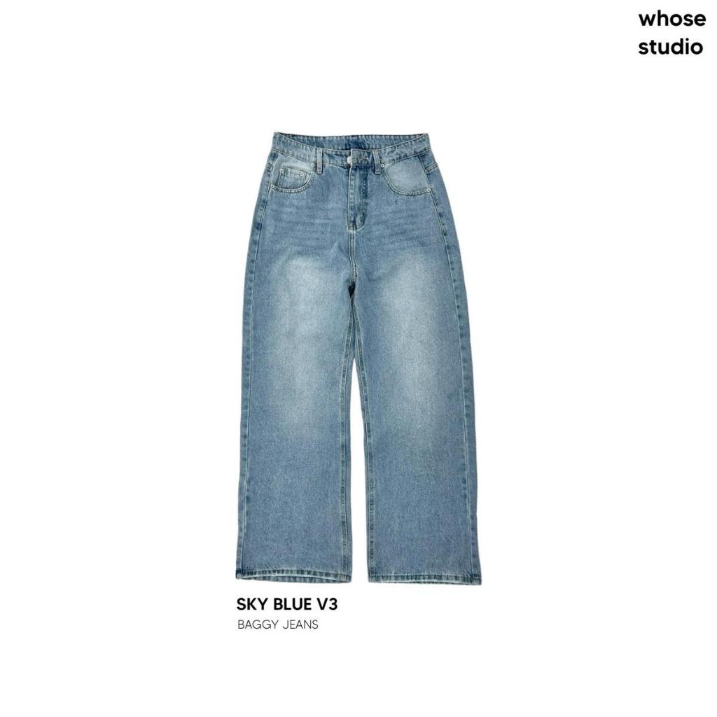 SKY BLUE V3 - Quần jeans wash ống rộng