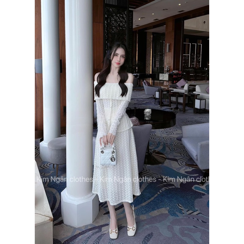 Set ren xinh trễ vai kèm nút bộc siêu xinh đẹp  hách dáng siêu đẹp
