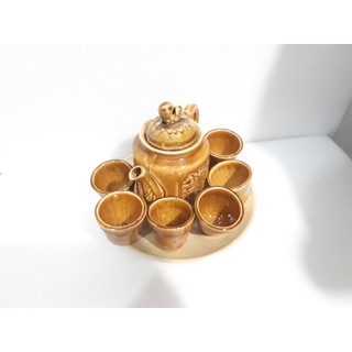 Bộ ấm trà, bình trà kiểu xưa men nâu