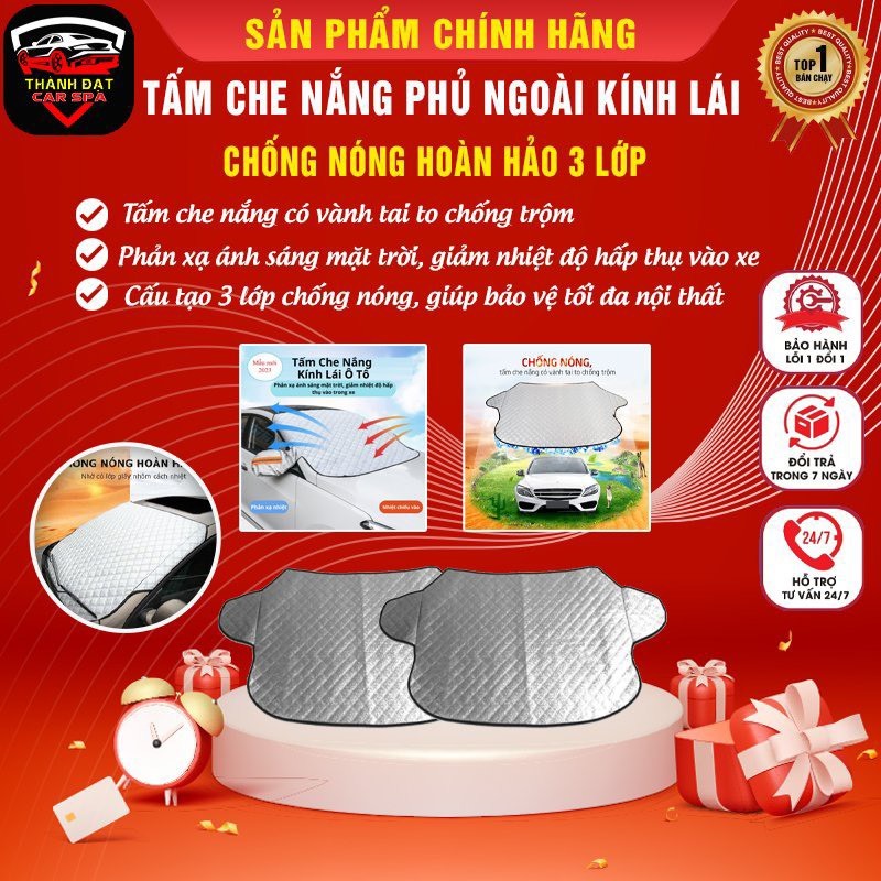 Tấm che nắng kính lái ô tô, xe hơi, Tấm che nắng kính lái ô tô 2 loại gắn trong và phủ ngoài xe đủ kích thước lớn cho xe