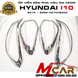 Ốp viền đèn pha, hậu xe Hyundai #i10 hatchback 2014- 2020 mạ crom cao cấp
