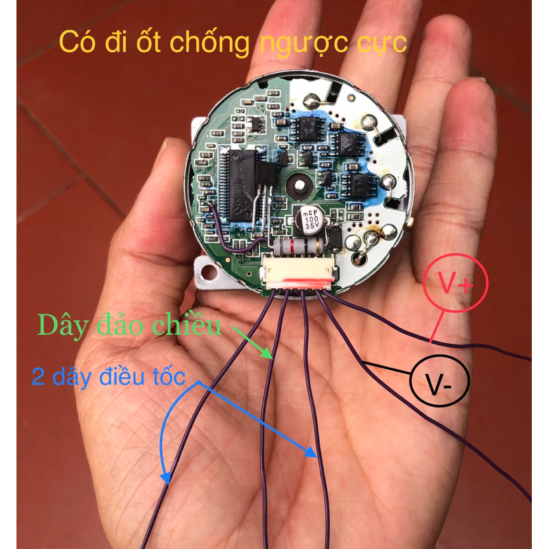 động cơ brushless 8,8w tháo máy đã mod chạy trực tiếp 9v - 24v có đảo chiều