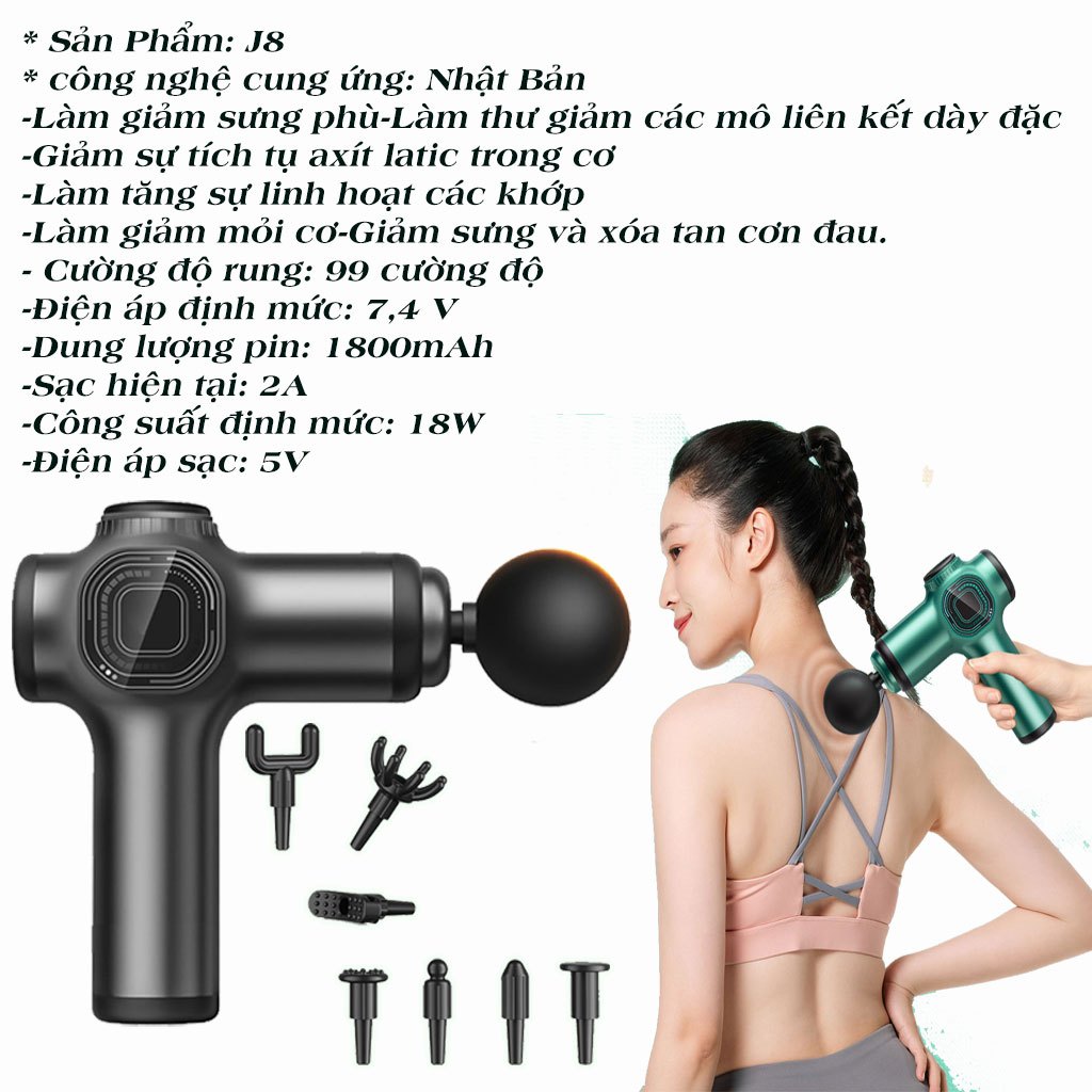 Súng Mát Xa Toàn Thân, Máy Massage Cầm Tay mini, 6 Cấp Độ Chuyên Sâu Cổ Vai Gáy Tay Chân, Màn Hình LED Cảm Ứng, Tiện Lợi