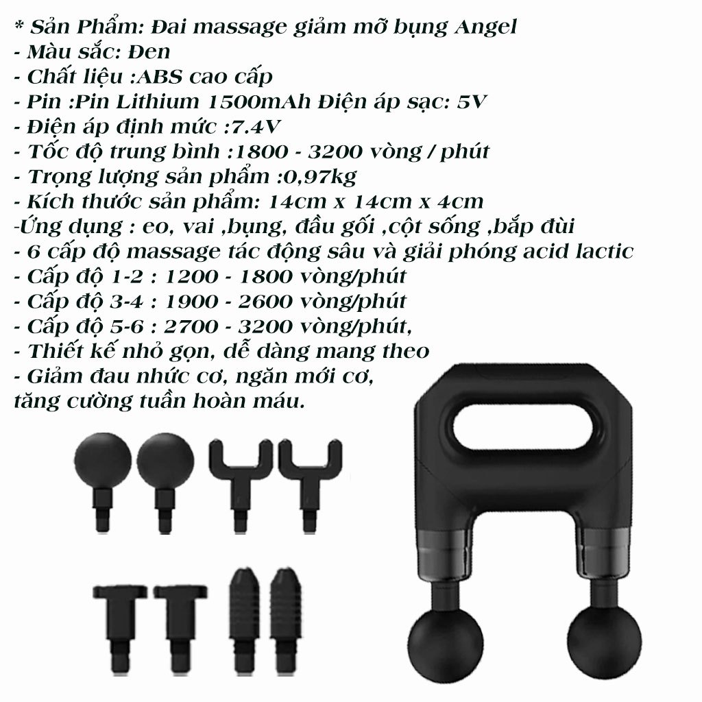 Súng Mát Xa Toàn Thân, Máy Massage Cầm Tay mini, 6 Cấp Độ Chuyên Sâu Cổ Vai Gáy Tay Chân, Màn Hình LED Cảm Ứng, Tiện Lợi