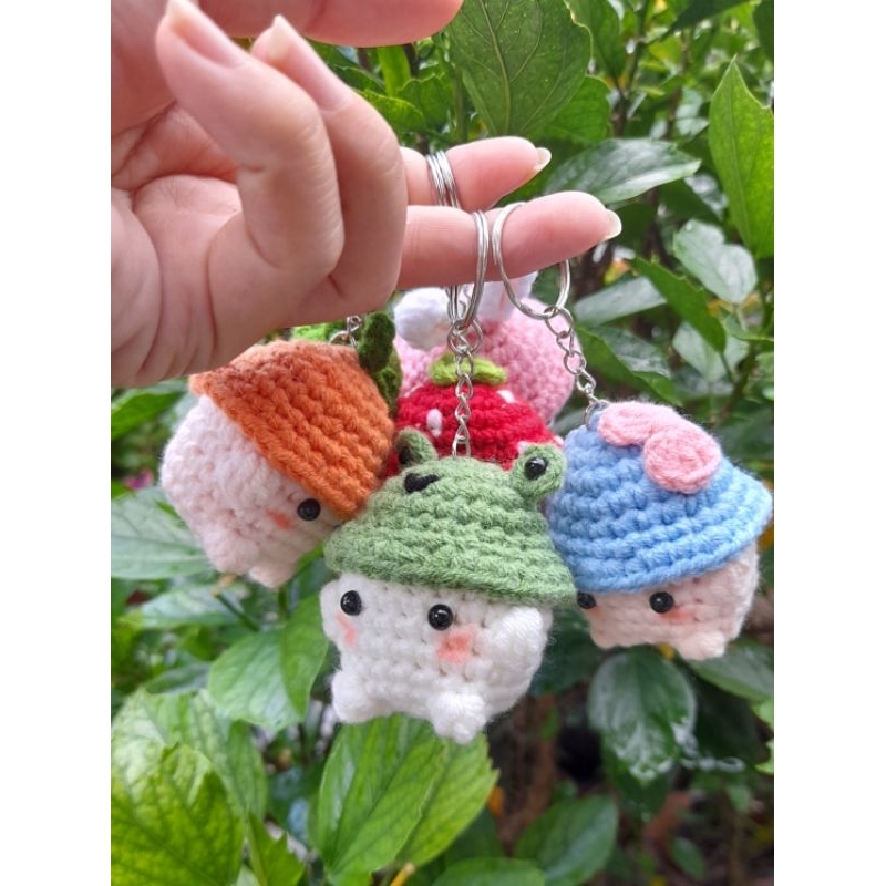 Móc khóa len nấm🍄 đội mũ