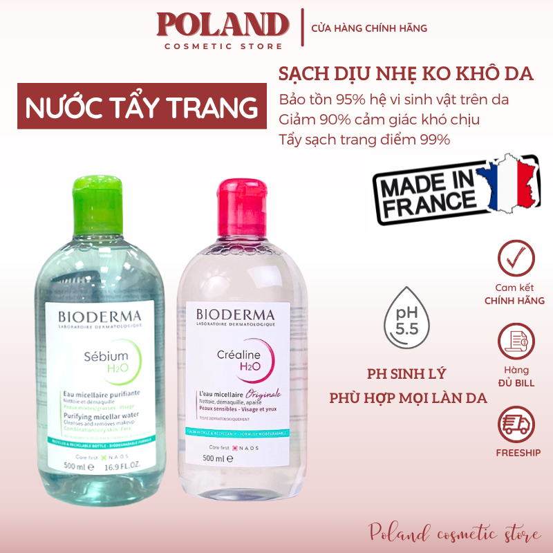 Nước tẩy trang Biodermaaa làm sạch dịu nhẹ cho mọi loại da 500Ml