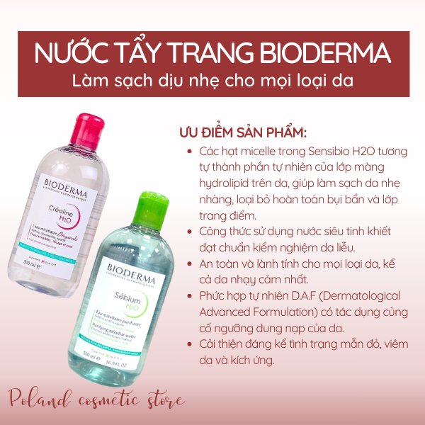 Nước tẩy trang Biodermaaa làm sạch dịu nhẹ cho mọi loại da 500Ml