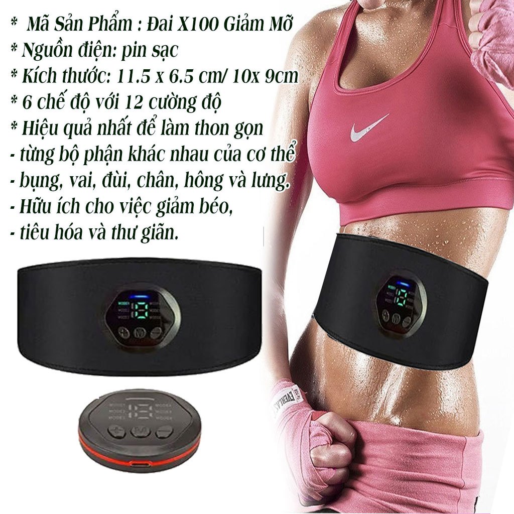 Đai Massage Giảm Mỡ Bụng Cao Cấp Megafit X500, Đai Tập Bụng Ems Thông Minh Cho Nam Và Nữ.