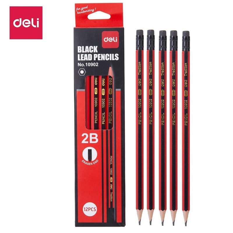 Hộp 12 cây bút chì HB/ 2B Deli 37014 / 10902- Chì gỗ Deli E37014 /E10902