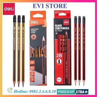 Hộp 12 cây bút chì hb/ 2b deli 37014 / 10902- chì gỗ deli e37014 / e10902