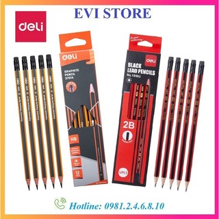 Bút chì HB / 2B Deli 37014 / 10902 / Bút chì gỗ học sinh chắc mịn Deli E37014 / E10902