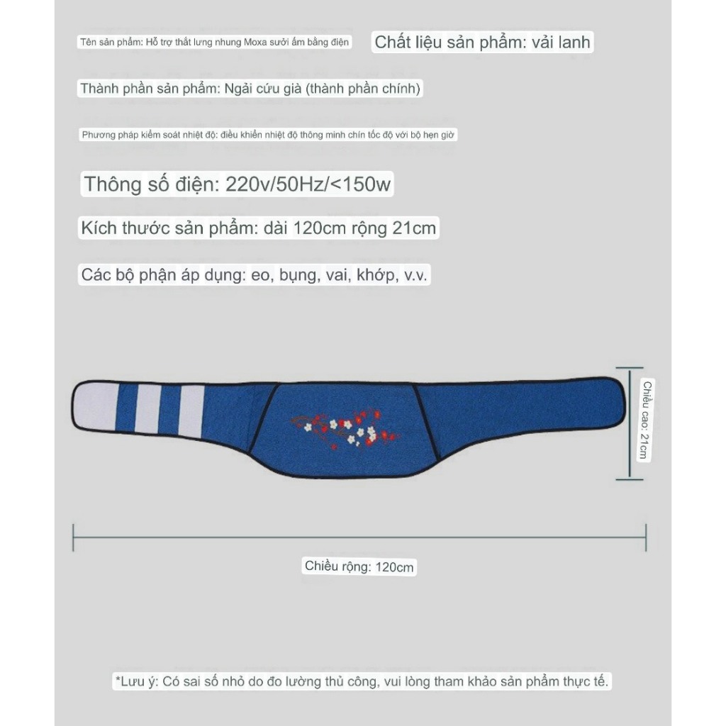 Đai Chườm Nóng Thảo Dược Thêu Tay Giảm Đau Lưng, Eo , Bụng Thiết Kế Điện Sưởi Có Điều Khiển Chế Độ Nam Kinh Shop