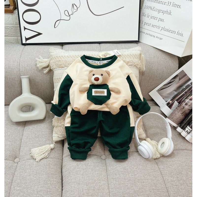 Bộ pha màu gấu bông thật bé trai