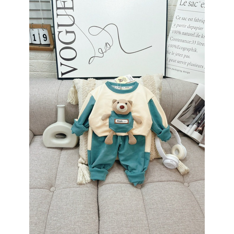 Bộ pha màu gấu bông thật bé trai