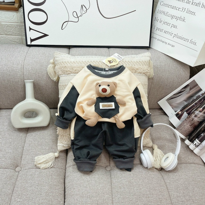 Bộ pha màu gấu bông thật bé trai