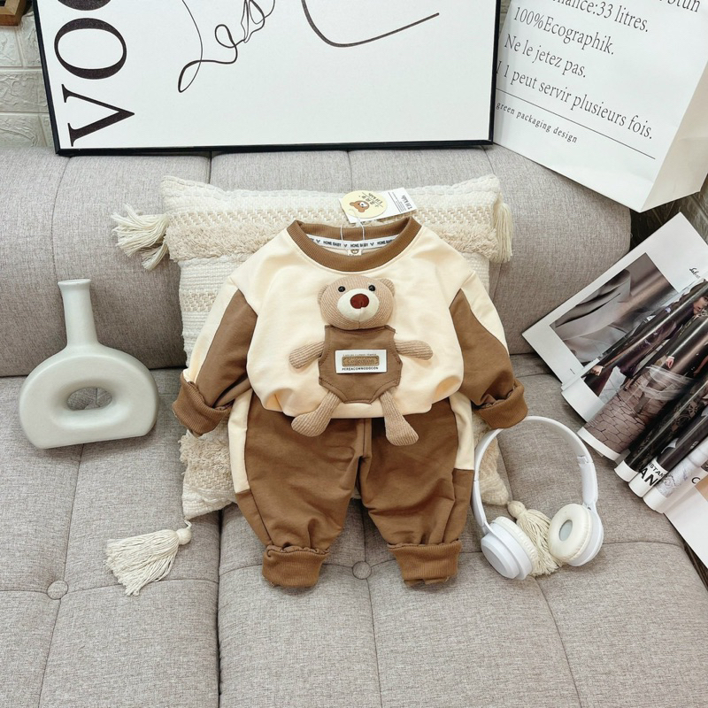 Bộ pha màu gấu bông thật bé trai