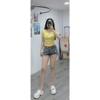 ÁO CROTOP NHÚN EO CỔ ĐẮP CHÉO