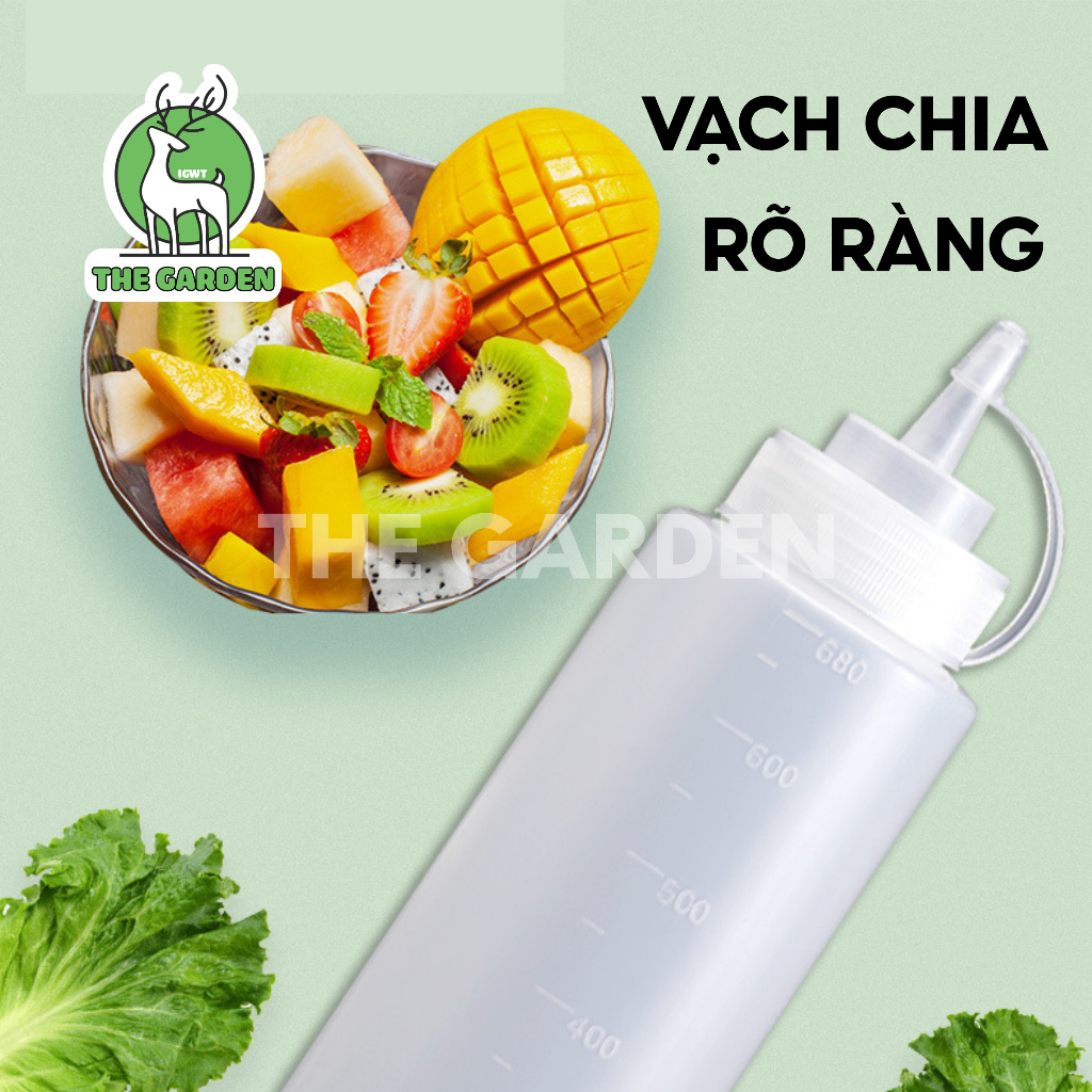 Bình Nhựa Đựng Tương, Sirup, Nước Sốt, Chai lọ đựng siro - Nhiều Dung Tích - Có Vạch Chia - THE GARDEN