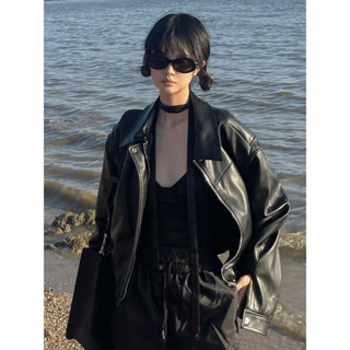 Áo khoác bomber da form boxy chất liệu da mềm mịn dày dặn