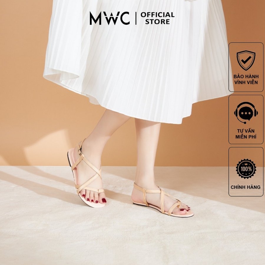 Giày MWC 2857 - Giày Sandal Đế Bệt, Giày Sandal Xỏ Ngón Dây Chéo Phong Cách Chiến Binh Đế Bệt Siêu Hot