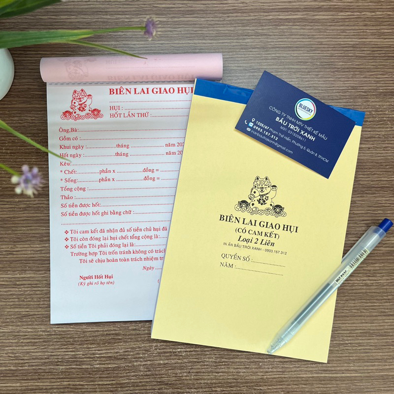Biên lai GIAO HỤI 2 LIÊN CÓ CAM KẾT khổ A5