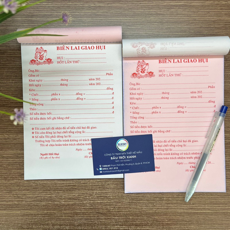 Biên lai GIAO HỤI 2 LIÊN CÓ CAM KẾT khổ A5