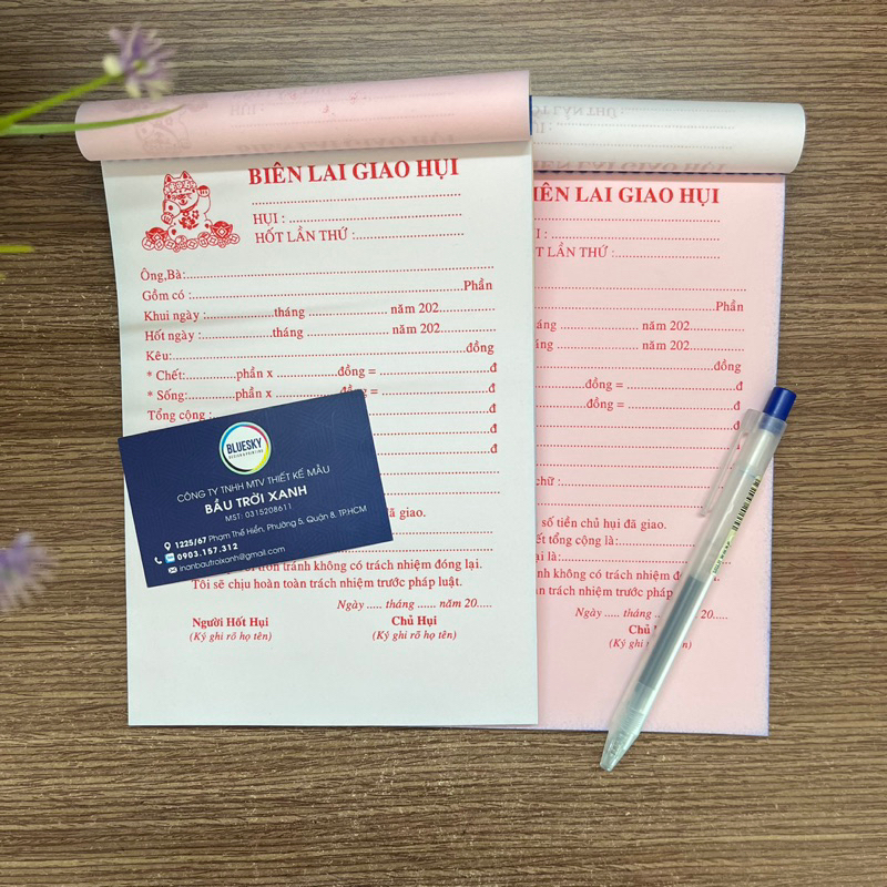 Biên lai GIAO HỤI 2 LIÊN CÓ CAM KẾT khổ A5