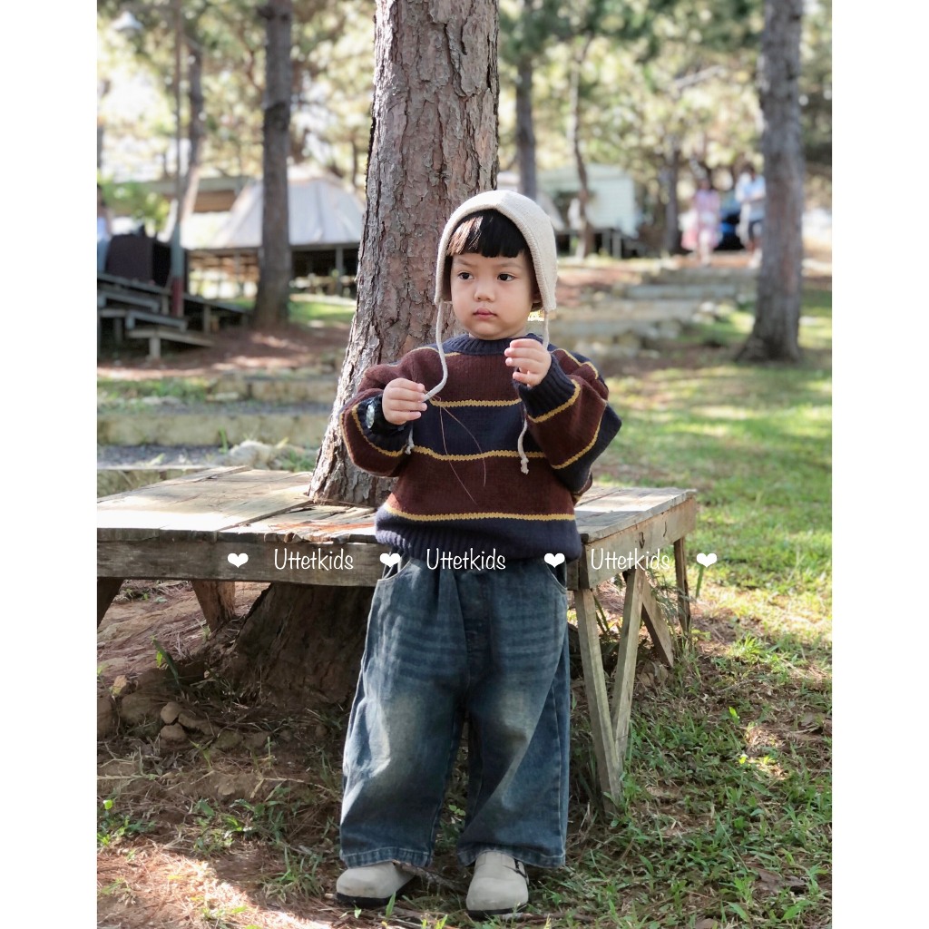 ÁO LEN VÀ QUẦN JEAN ỐNG RỘNG PHONG CÁCH HÀN QUỐC CHO BÉ GÁI VÀ BÉ TRAI